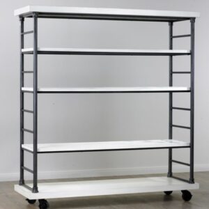 Rolling Shelving Unit-Distressed White